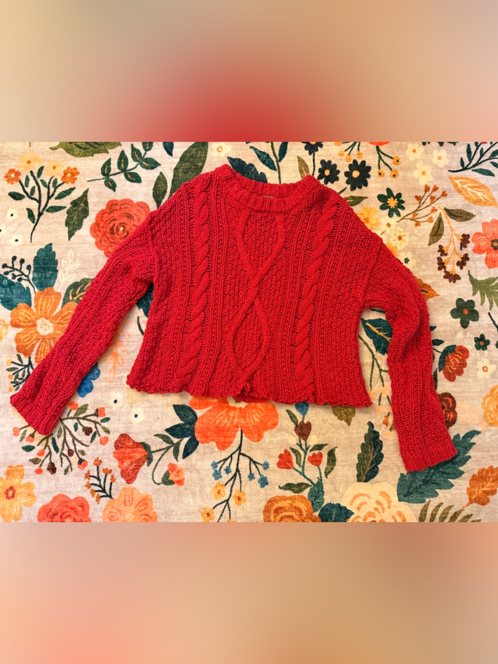 Free People Cutting Edge Cable Knit Sweater | Red | Size Medium | We The Free